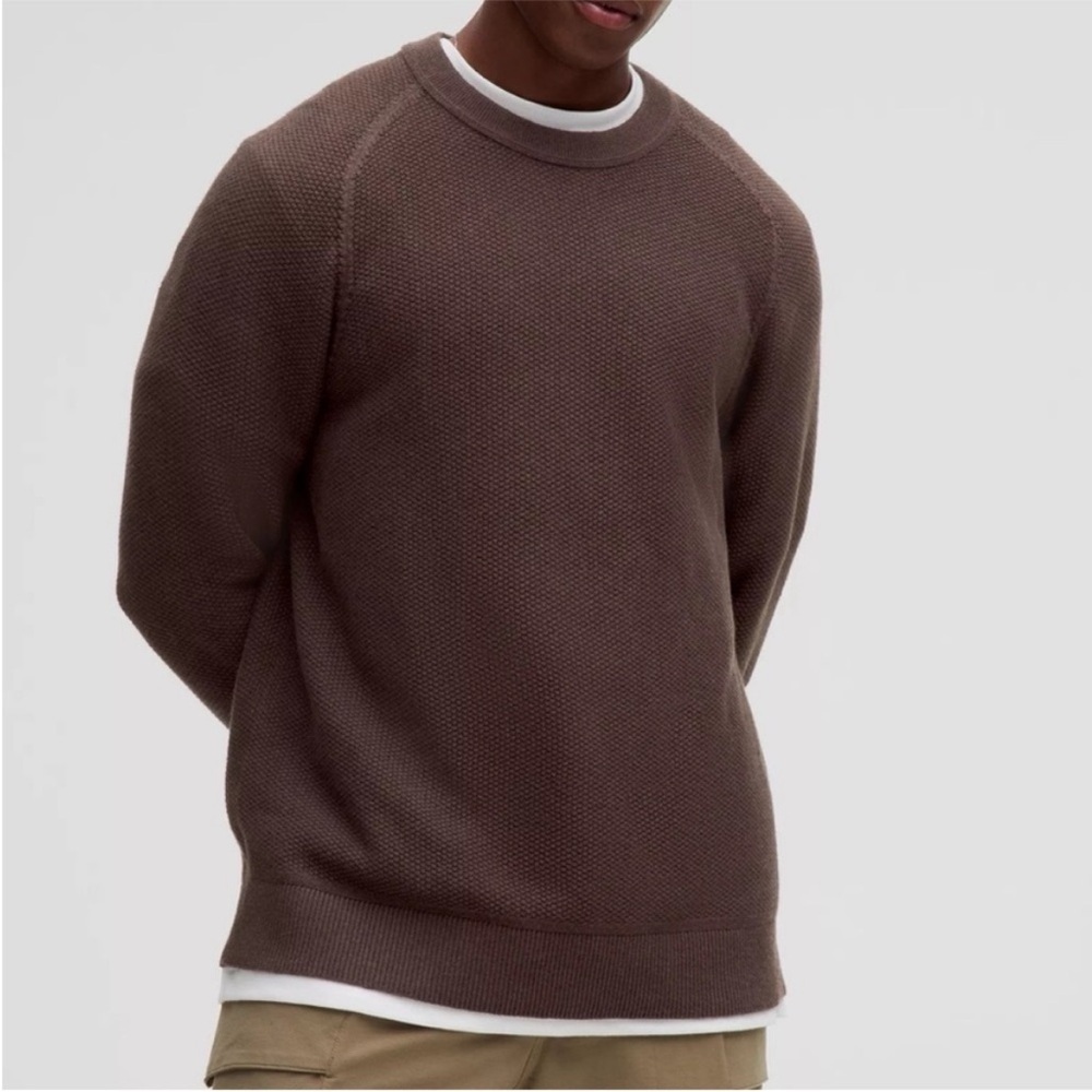 Lululemon Textured Knit Crewneck Sweater Heathered Espresso